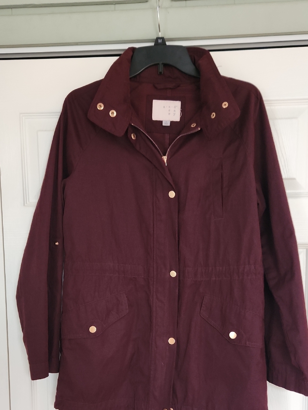 a new day Maroon Utility Jacket with Gold Hardware